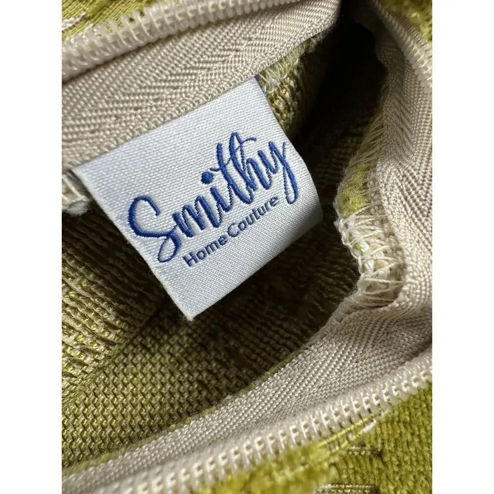 Chartreuse Velvet Throw Pillow Case Green Cream Stripe Smithy Home Couture